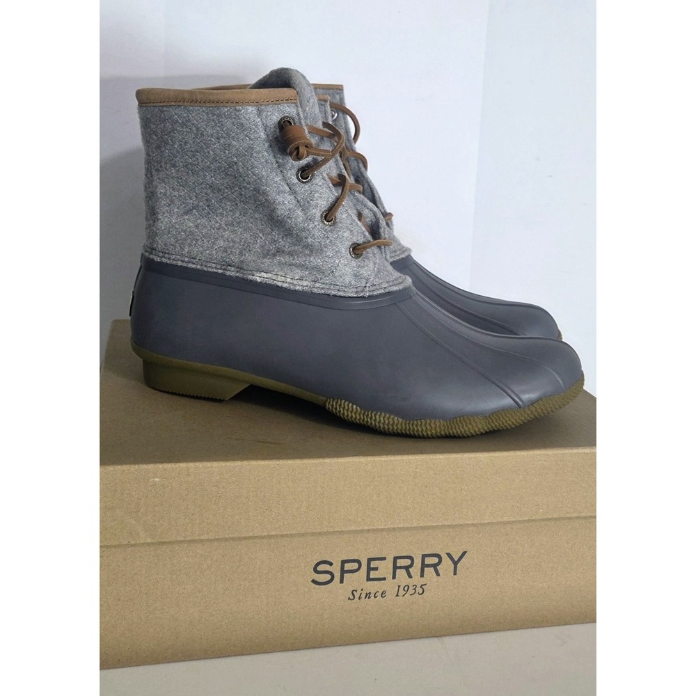 Sperry Women's Saltwater Wool Rubber Grey Duck Boots Rain Boots Women's Size 11